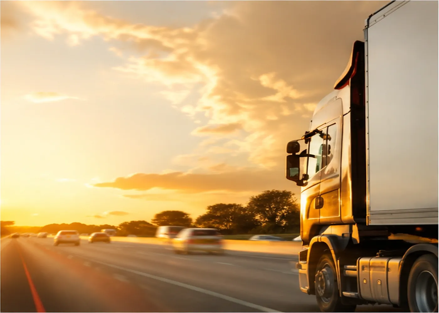 Truck at sunset